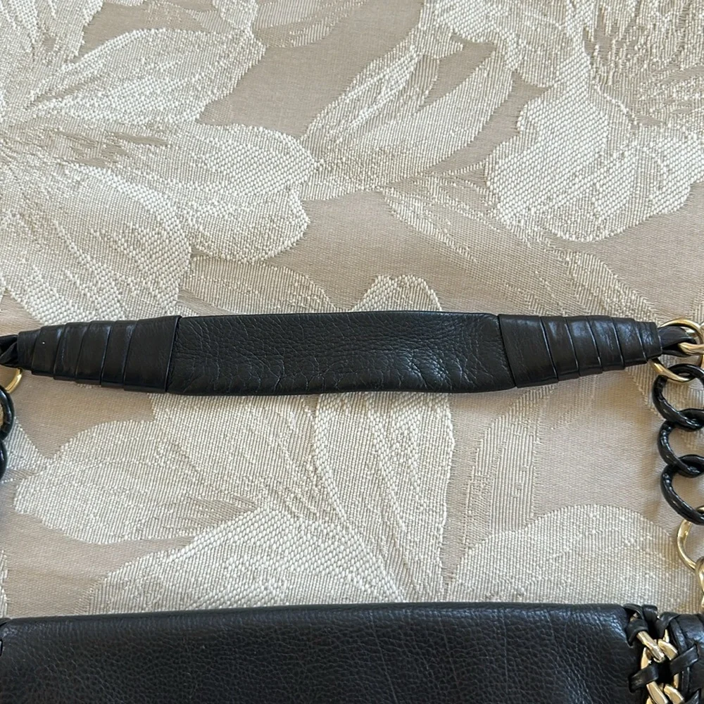 Michael Kors Black Leather Chain Shoulder Clutch